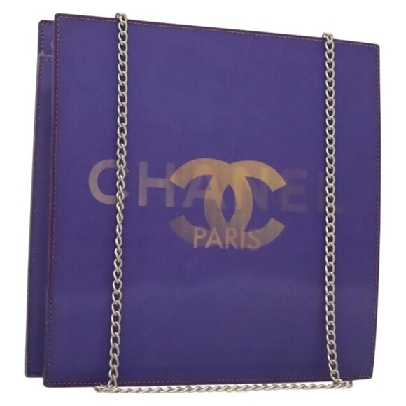 CHANEL Hologram Chain Shoulder Bag Vinyl Purple CC Auth 128454V - Picture 1 of 16